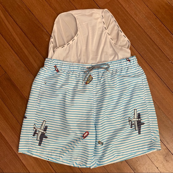 Boardies Blue and White Stripe Swim Trunks - Picture 10 of 12